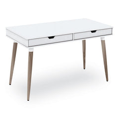 Workspace by Alera® Scandinavian Writing Desk, 47.24" x 23.62" x 29.53", White/Beigewood