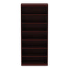 Alera® Valencia™ Series Square Corner Bookcase, Seven-Shelf, 35.63w x 11.81d x 83.86h, Mahogany Bookcases-Corner Bookcase - Office Ready