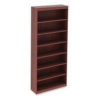 Alera® Valencia™ Series Square Corner Bookcase, Seven-Shelf, 35.63w x 11.81d x 83.86h, Cherry Bookcases-Corner Bookcase - Office Ready