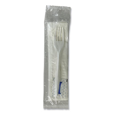 Boardwalk® Three-Piece Utensil Set, Fork/Napkin/Salt Packet, White, 500/Carton Utensils-Disposable Dining Utensil Combo - Office Ready