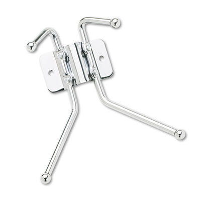 Safco® Coat Hooks, Two Ball-Tipped Double-Hooks, 6.5w x 3d x 7h, Chrome Metal Clothes Racks-Wall Hook Racks & Rails - Office Ready