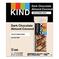 KIND Fruit and Nut Bars, Dark Chocolate Almond and Coconut, 1.4 oz Bar, 12/Box Nutrition Bars - Office Ready