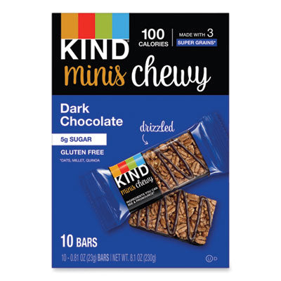KIND Minis Chewy, Dark Chocolate, 0.81 oz,10/Pack Nutrition Bars - Office Ready