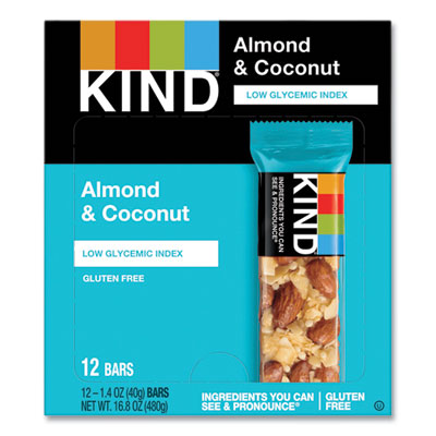 KIND Fruit and Nut Bars, Almond and Coconut, 1.4 oz, 12/Box Nutrition Bars - Office Ready