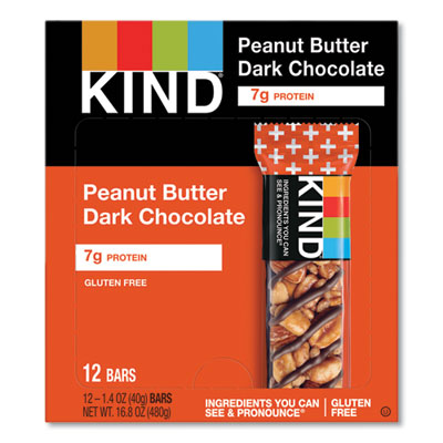 KIND Plus Nutrition Boost Bars, Peanut Butter Dark Chocolate/Protein, 1.4 oz, 12/Box Nutrition Bars - Office Ready