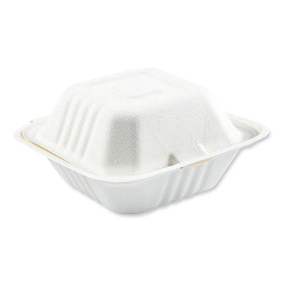 Boardwalk® Bagasse PFAS-Free Food Containers, 1-Compartment, 6 x 6 x 3.19, White, Bamboo/Sugarcane, 500/Carton Takeout Food Containers - Office Ready