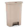 Rubbermaid® Commercial Streamline® Resin Step-On Container, Front Step Style, 24 gal, Polyethylene, Beige Indoor All-Purpose Waste Bins - Office Ready