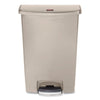 Rubbermaid® Commercial Streamline® Resin Step-On Container, Front Step Style, 24 gal, Polyethylene, Beige Indoor All-Purpose Waste Bins - Office Ready