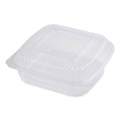 World Centric® PLA Hinged Clamshells, 46 oz, 8.3 x 8.6 x 3.1, Clear, Plastic, 300/Carton Takeout Food Containers - Office Ready