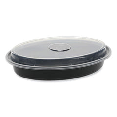 Pactiv Evergreen Newspring® VERSAtainer® Microwavable Containers, Oval, 24 oz, 9.1 x 6.7 x 1.45, Black/Clear, Plastic, 150/Carton