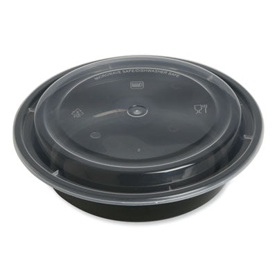 GEN Food Containers, 24 oz, 7.28 x 7.28 x 1.96, Black/Clear, Plastic, 150/Carton Takeout Food Containers - Office Ready