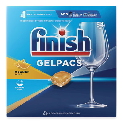 FINISH® Dish Detergent Gelpacs®, Orange Scent, 54/Box Automatic Dishwasher Detergents - Office Ready