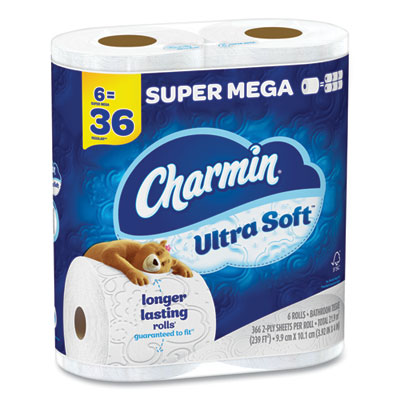 Charmin® Ultra Soft Bathroom Tissue, Septic-Safe, 2-Ply, White, 336 Sheets/Roll, 18 Rolls/Carton Double/Big Roll Bath Tissues - Office Ready