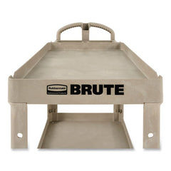 Rubbermaid® Commercial Heavy-Duty Utility Cart, Plastic, 2 Shelves, 500 lb Capacity, 17.13" x 38.5" x 38.88", Beige