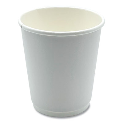 Boardwalk® Paper Hot Cups, Double-Walled, 8 oz, White, 500/Carton Hot Drink Cups, Paper - Office Ready