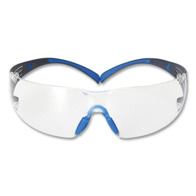 3M™ SecureFit™ Protective Eyewear, 400 Series, Black/Blue Plastic Frame, Clear Polycarbonate Lens Wraparound Safety Glasses - Office Ready
