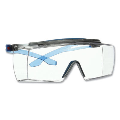 3M™ SecureFit™ Protective Eyewear, 3700 OTG Series, Blue Plastic Frame, Clean Polycarbonate Lens Wraparound Over Eyeglasses Safety Glasses - Office Ready