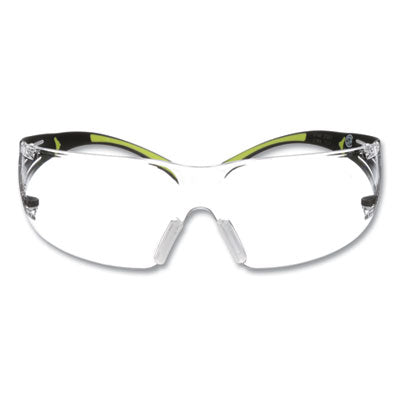 3M™ SecureFit™ Protective Eyewear, 400 Series, Green Plastic Frame, Clear Polycarbonate Lens Wraparound Safety Glasses - Office Ready