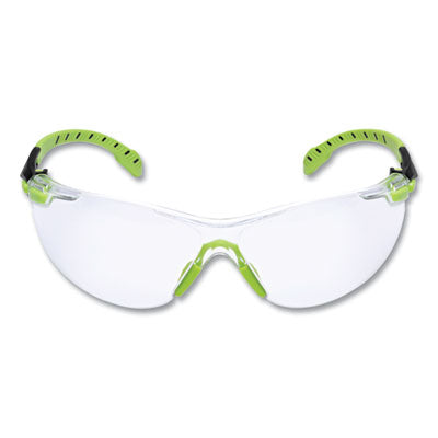 3M™ Solus™ 1000-Series Safety Glasses, Black/Green Plastic Frame, Clear Polycarbonate Lens Wraparound Safety Glasses - Office Ready