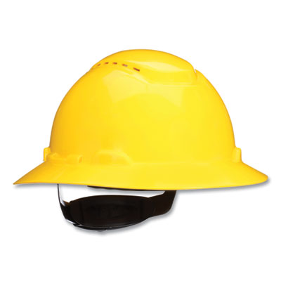 3M™ SecureFit™ H-Series Hard Hats, H-800 Vented Hat with UV Indicator, 4-Point Pressure Diffusion Ratchet Suspension, Yellow Hard Hats - Office Ready