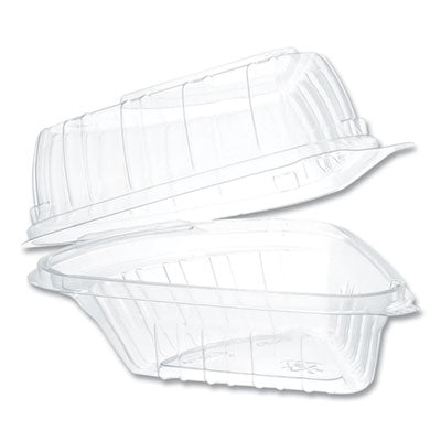 Dart® Showtime® Clear Hinged Containers, Pie Wedge, 6.67 oz, 6.1 x 5.6 x 3, Clear, Plastic, 125/Pack, 2 Packs/Carton Takeout Food Containers - Office Ready