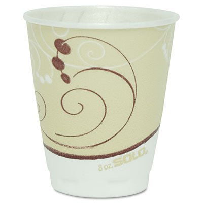 Dart® Trophy® Plus™ Dual Temperature Insulated Cups in Symphony® Design, 8 oz, Beige, 100/Pack Cups-Hot/Cold Drink, Foam - Office Ready