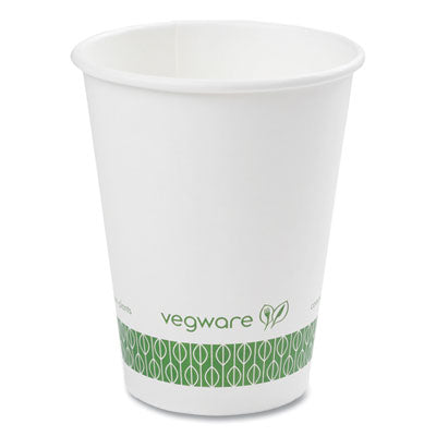 Vegware™ 89-Series Hot Cup, 12 oz, Green/White, 1,000/Carton Hot Drink Cups, PLA - Office Ready