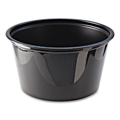 Fabri-Kal® Portion Cups, 4 oz, Black, 125/Sleeve, 20 Sleeves/Carton Portion Cups, Plastic - Office Ready