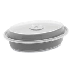Pactiv Evergreen Newspring® VERSAtainer® Microwavable Containers, Oval, 12 oz, 6.8 x 4.8 x 1.45, Black/Clear, Plastic, 150/Carton