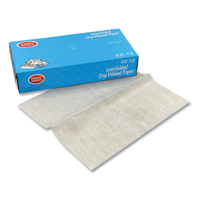 Handy Wacks© Interfolded Dry Waxed Paper Deli Sheets, 10.75 x 12, 500 Box, 12 Boxes/Carton Wax Paper - Office Ready