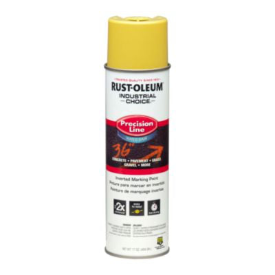 Rust-Oleum® Industrial Choice® M1800 System Water-Based Precision Line Marking Paint, Flat High-Visibility Yellow, 17 oz Aerosol Can, 12/Carton Marking Paints - Office Ready