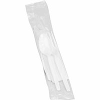 Genuine Joe Fork/Knife/Spoon Utensil Kit , White - 250 / Carton, Heavyweight Disposable Forks - Office Ready