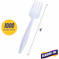 Genuine Joe Individually Wrapped Fork, Fork - Disposable - White - 1000 / Carton Medium-weight