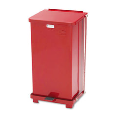 Rubbermaid® Commercial Defenders Heavy-Duty Steel Step Can, 6.5 gal, Steel, Red