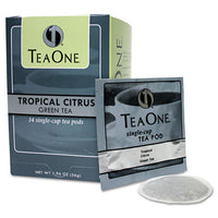 Distant Lands Coffee TeaOne® 1® Pods, Tropical Citrus Green, 14/Box Tea Pods - Office Ready