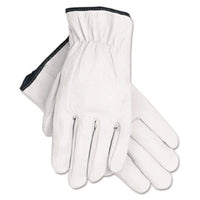 MCR™ Safety Grain Goatskin Driver Gloves, White, Large, 12 Pairs Driving Gloves - Office Ready