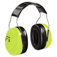 3M™ Optime 105 Earmuffs H10AHV, 30 dB NRR, Hi-Viz Green Over the Head Ear Muffs - Office Ready