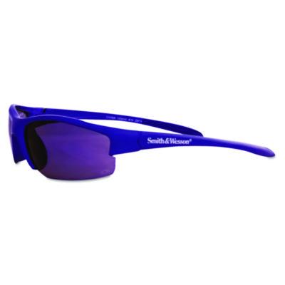Smith & Wesson® Equalizer Safety Eyewear, Blue Frame, Blue Mirror Lens Wraparound Safety Glasses - Office Ready