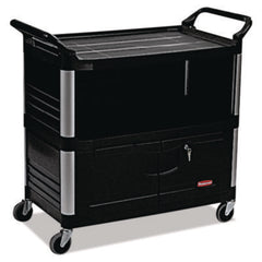 Rubbermaid® Commercial Xtra™ Equipment Cart, Plastic, 3 Shelves, 300 lb Capacity, 20.75" x 40.63" x 37.8", Black