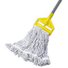 Rubbermaid® Commercial Web Foot® Premium Finish Mop Heads, White, Med, Cotton/Synthetic, 1". White Headband, 6/Carton Finish Mop Heads - Office Ready