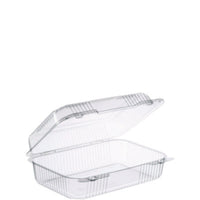 Dart® StayLock Clear Hinged Lid Containers, Oblong, 6.81 x 9.4 x 3.1, Plastic, 125/Bag, 2/Carton Takeout Food Containers - Office Ready
