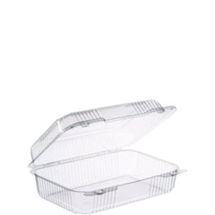 Dart® StayLock Clear Hinged Lid Containers, Oblong, 6.81 x 9.4 x 3.1, Plastic, 125/Bag, 2/Carton