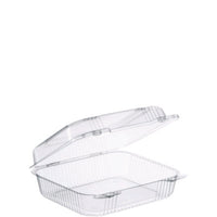 Dart® StayLock Clear Hinged Lid Containers, 7.8 x 8.3 x 3, Clear, Plastic, 125/Bag, 2 Bags/Carton Takeout Food Containers - Office Ready