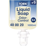 Tork® Odor-Control Hand Soap Liquid S4, Perfume Free, 1 L, 6/Carton Liquid Soap Refills - Office Ready