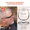 ergodyne® Skullerz DELLENGER Anti-Scratch & Enhanced Anti-Fog Safety Glasses with Adjustable Temples, Black Frame, Polycarbonate Lens Wraparound Safety Glasses - Office Ready