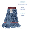 Boardwalk® Blue Cotton Mop Heads, Cotton/Synthetic, Large, Looped End, Wideband, Blue, 12/CT Wet Mop Heads - Office Ready
