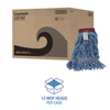 Boardwalk® Blue Cotton Mop Heads, Cotton/Synthetic, Large, Looped End, Wideband, Blue, 12/CT Wet Mop Heads - Office Ready