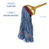 Boardwalk® Blue Cotton Mop Heads, Cotton/Synthetic, Large, Looped End, Wideband, Blue, 12/CT Wet Mop Heads - Office Ready