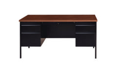 Alera® Double Pedestal Steel Desk, 60" x 30" x 29.5", Mocha/Black, Black Legs