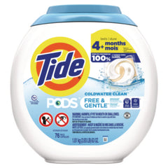 Tide® PODS™ Laundry Detergent, Free and Gentle, 63 oz Tub, 76 Pacs/Tub, 4 Tubs/Carton